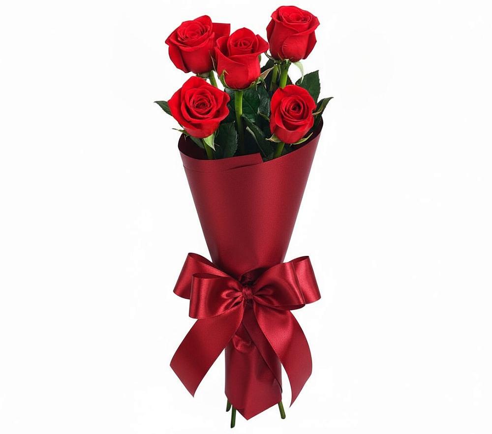 Букет 5 Красных роз Эдлесс Лав в Лунево