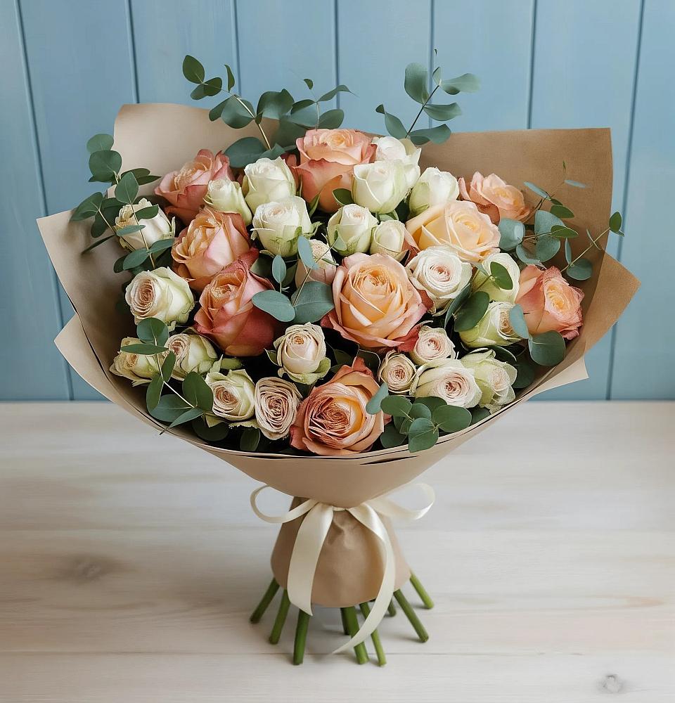 Букет цветов из: Альстромерии и Розы в Лунево