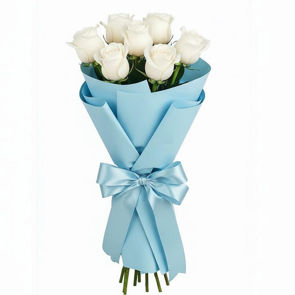 Букет 7 белых роз Проуд в Лунево