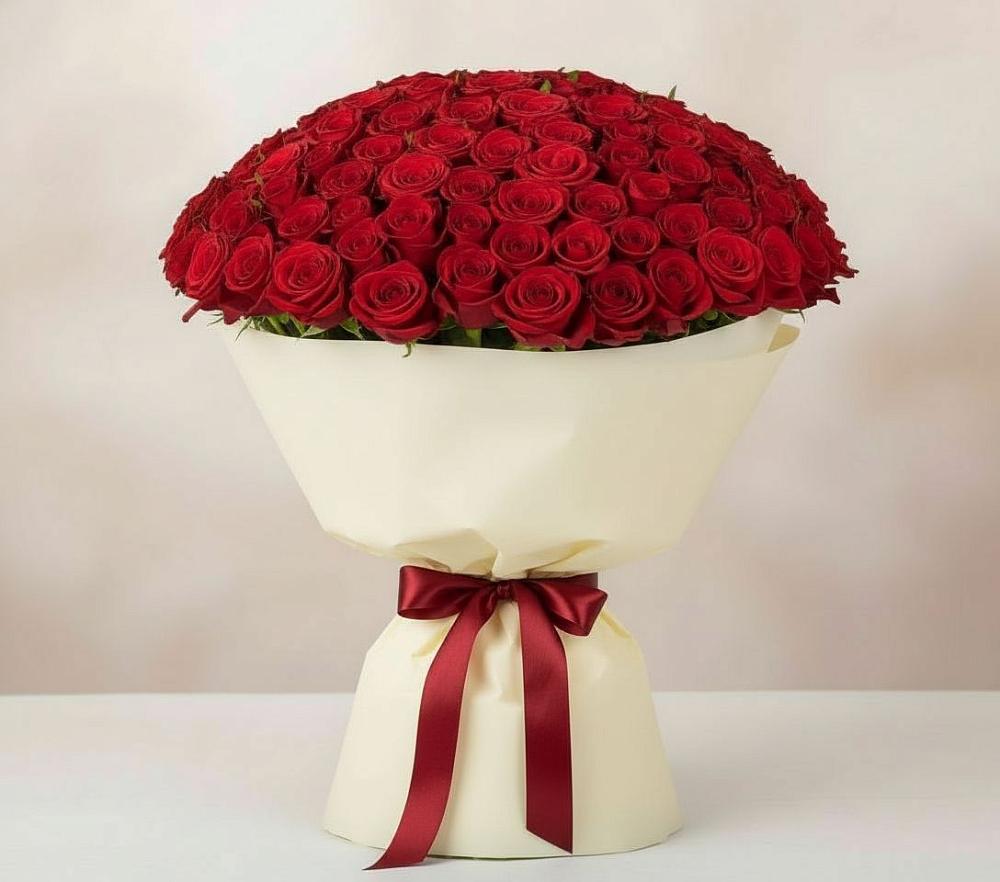 Букет 101 Красная роза Милано в Лунево