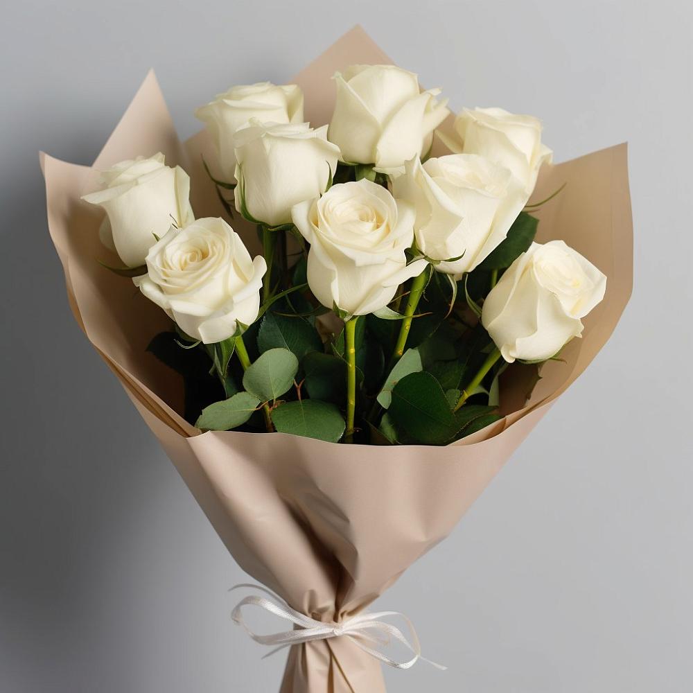 Букет 9 Белых роз Эдлесс Лав в Лунево