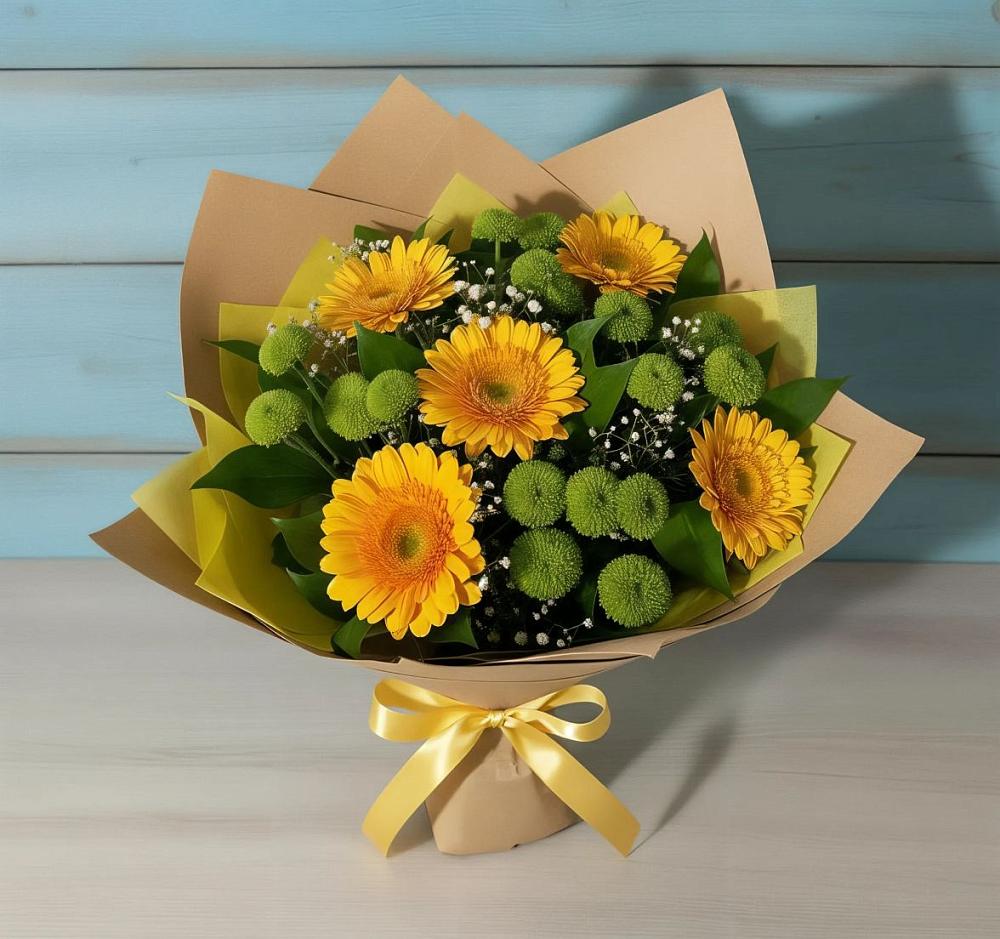 Букет цветов из: Герберы и Хризантемы в Лунево