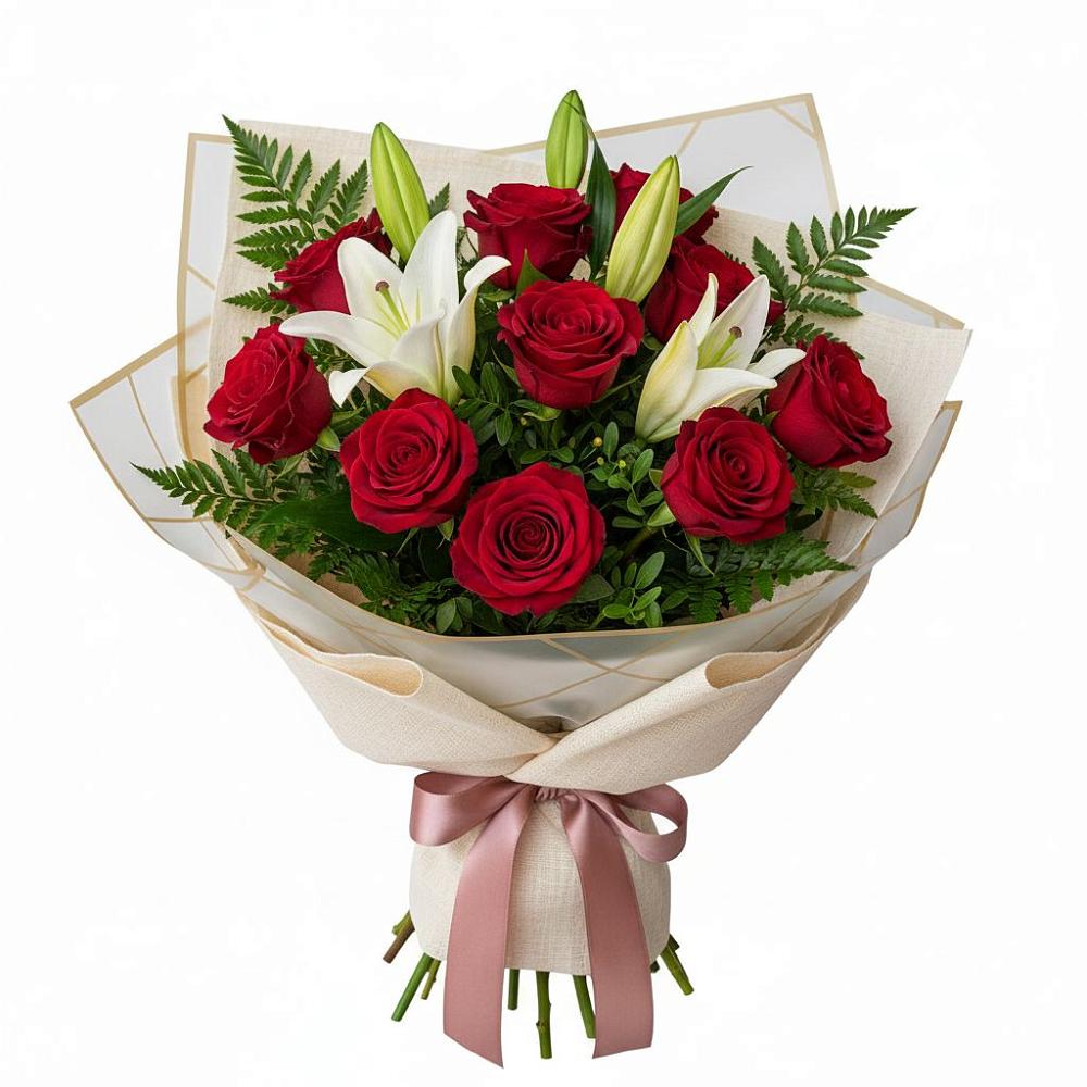 Букет цветов из: Лилии и Розы в Лунево