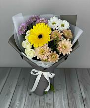 Букет цветов из:  Розы, Герберы и Хризантемы в Лунево