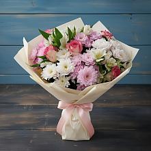 Букет цветов из:  Хризантемы, Альстромерии и Розы в Лунево