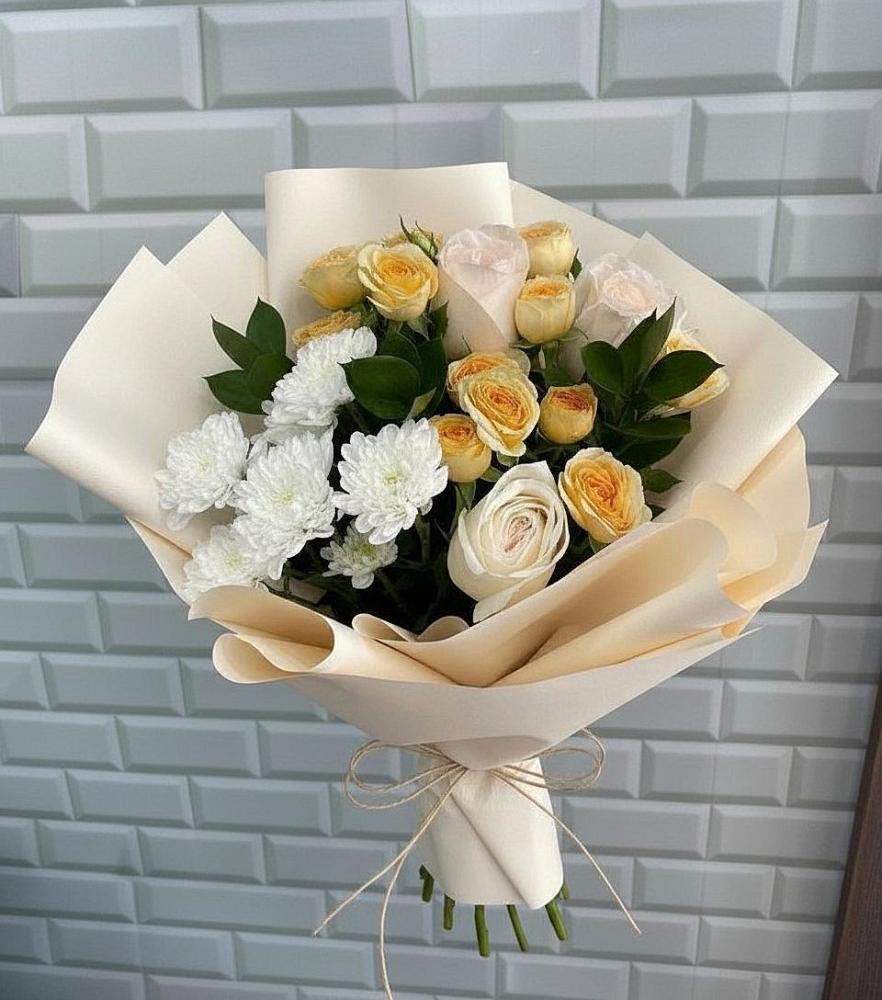 Букет цветов из: Розы и Хризантемы в Лунево