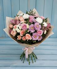 Букет цветов из:  Хризантемы, Розы и Альстромерии #REPLACE_PRED# Лунево