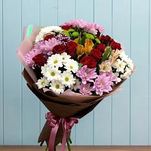 Букет цветов из:  Розы, Хризантемы и Альстромерии в Лунево