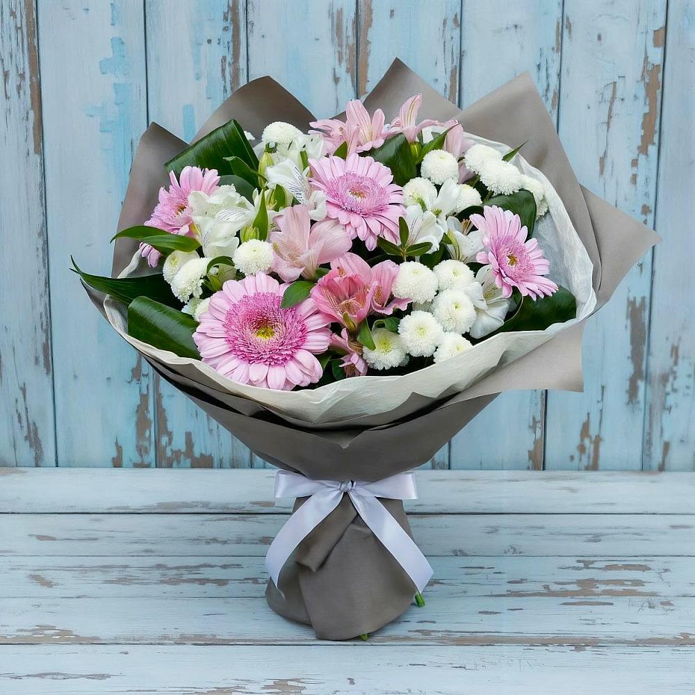 Букет цветов из: Герберы, Альстромерии и Хризантемы в Лунево