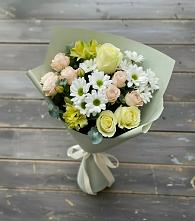 Букет цветов из:  Альстромерии, Розы и Хризантемы в Лунево