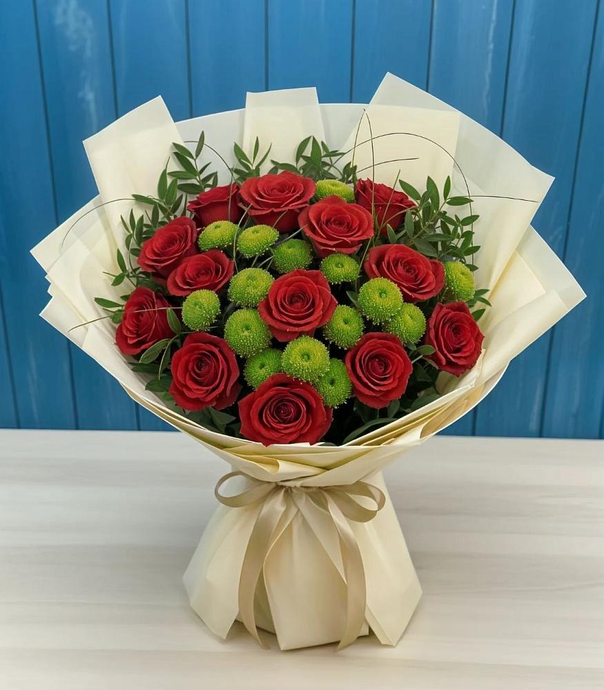 Букет цветов из: Розы и Хризантемы в Лунево