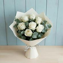 Букет Белые розы в Эвкалипте #REPLACE_PRED# Лунево