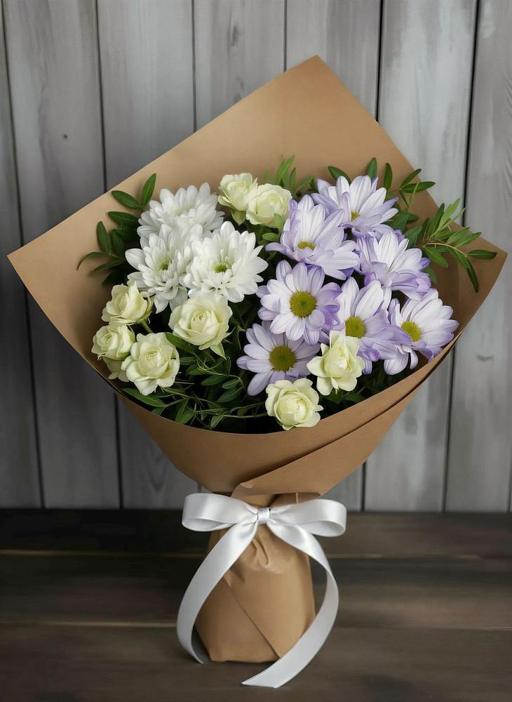 Букет цветов из: Хризантемы и Розы в Лунево
