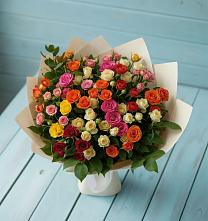 Букет Микс из разноцветных кустовых роз #REPLACE_PRED# Лунево